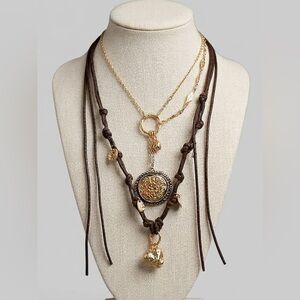 Zara Multi String Chain Necklace with Charms NWT